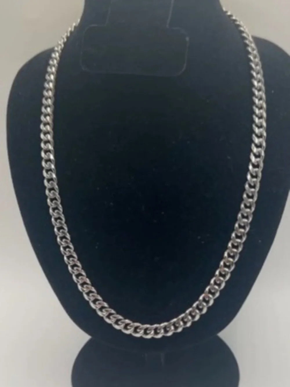 Cuban Chain Real Silver 7mm 26 Inch Plated Stainless Steel Durable Mens Solid